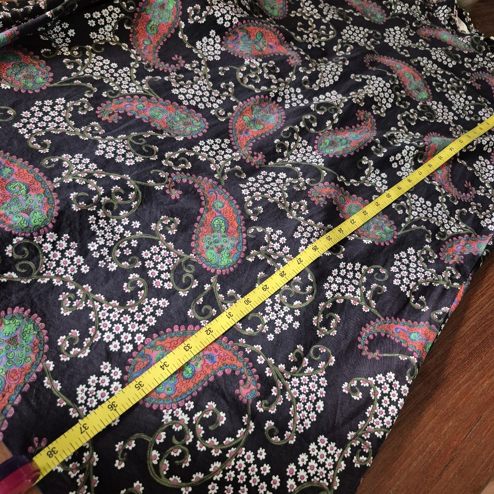 Vintage 60s Black Paisley Print Cotton Dress Small - Picture 11 of 13